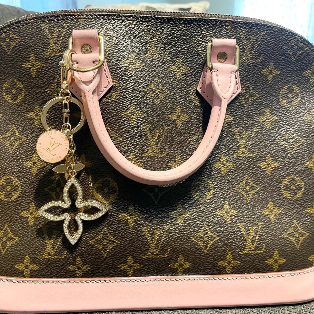 Louis Vuitton Brown Monogram Bag with Pink Trim
